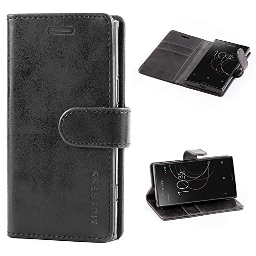 Mulbess Sony Xperia XZ1 Compact Case Wallet, Leather Flip Phone Case for Sony XZ1 Compact Cover, Black