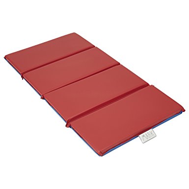 ECR4Kids Premium 4-Fold Daycare Rest Mat, Blue and Red (2" Thick)