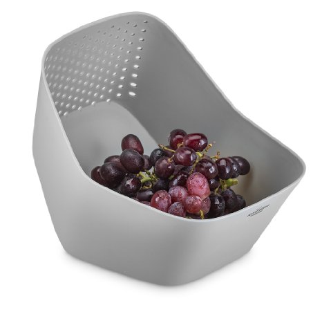 Kitchen Maestro Wash & Drain Mixing Bowl . Mix and Wash on One Side Then Tilt to Drain With the Built-In Colander..