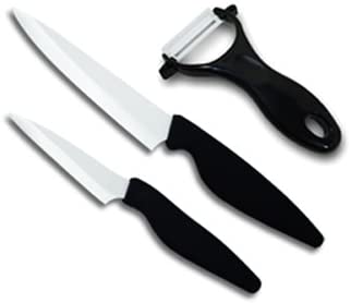 Shenzhen Knives. Ceramic Knife Set - 2-Piece (5” Slicing and 4” Paring) with Ceramic Peeler