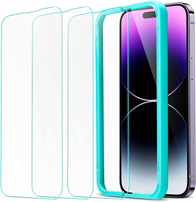 ESR Tempered-Glass Screen Protector Compatible with iPhone 14 Pro Max, with Easy Installation Frame, Military-Grade Protection, Ultra Tough, Scratch Resistant, 3 Pack