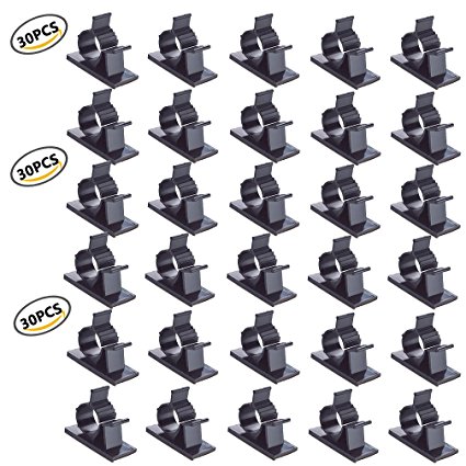 Viaky 30 Pcs Black Clips Self Adhesive Backed Nylon Wire Adjustable Cable Clips Adhesive Cable Management Drop Wire Holder