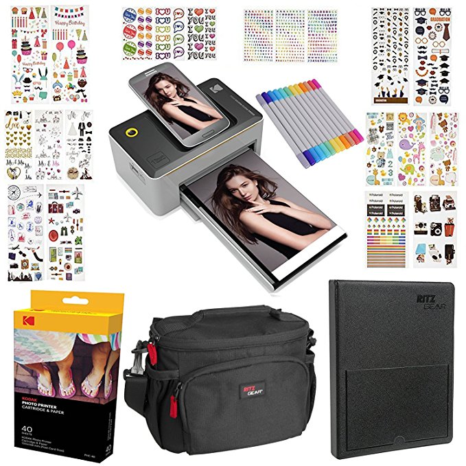 Kodak Dock 4x6" Printer Gift Bundle   40 Paper   9 Unique Colorful Sticker Sets   Case   Markers   Photo Album   Sticker Frames