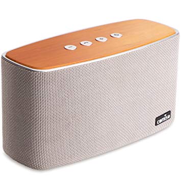 COMISO NatureAudio 30W Bluetooth Speakers, Loud Bamboo Wood Home Audio Wireless Speaker Super Bass Stereo Sound, 66 ft Bluetooth Range, Built-in Mic Home, Outdoors Party Subwoofer (Grey)