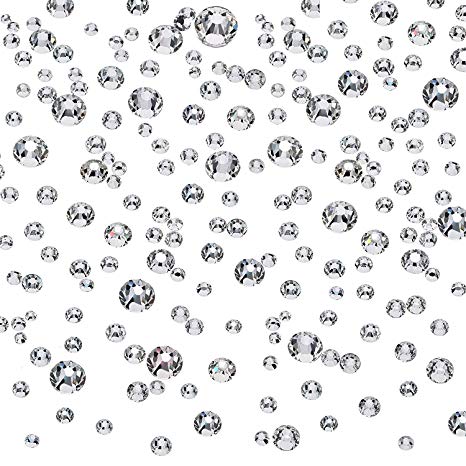 2000 Pieces Flatback Round Rhinestones Glass Gems with 6 Mixed Sizes (1.6-3 mm) for Nail Art, Phone Decorations and DIY Crafts (Clear Color)