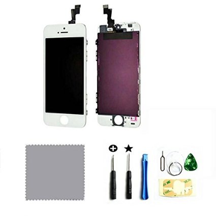 LCD Touch Screen Digitizer Frame Assembly Full Set LCD Touch Screen Replacement for iPhone 5SFree Tool White