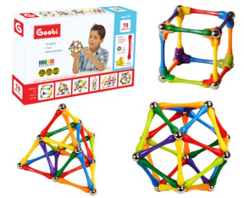 Goobi 70 Piece Construction Set with Instruction Booklet  STEM Learning  Assorted Rainbow colors