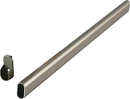 Hafele Oval Closet Rod with End Supports - 36in, Satin Nickel