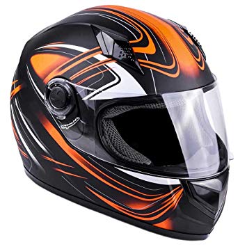Typhoon Adult Full Face Motorcycle Helmet DOT (Matte Orange, XXL)