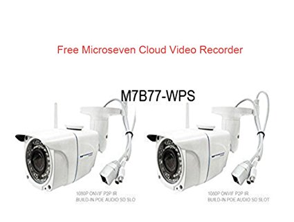 2 Microseven M7B77-WPS HD 1080P SONY 1/2.8" CMOS 3MP 3.6mm Lens Wireless IP Camera POE, Mic Outdoor Sd Slot 128GB, Free 24hrs Video History In Cloud Video Recorder Free Live Streaming on microseven.tv