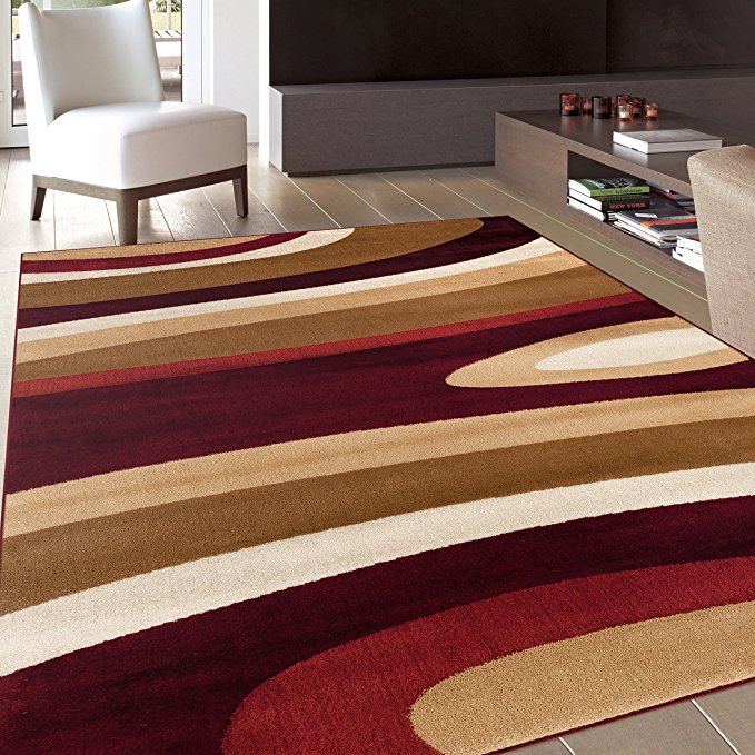 Rugshop Abstract Contemporary Modern Area Rug, 5' 3" x 7' 3", Burgundy