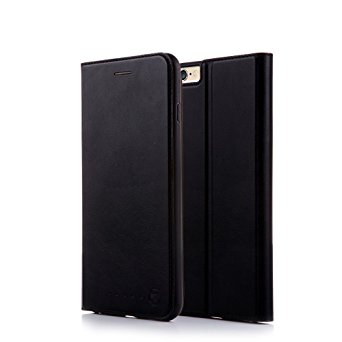 Nouske iPhone 6 Plus&6S Plus 5.5 inch Flip Folio Wallet Stand up Credit Card Holder Leather Case Cover Holster/Magnetic Closure/TPU bumper/360 Full Body protection, Black