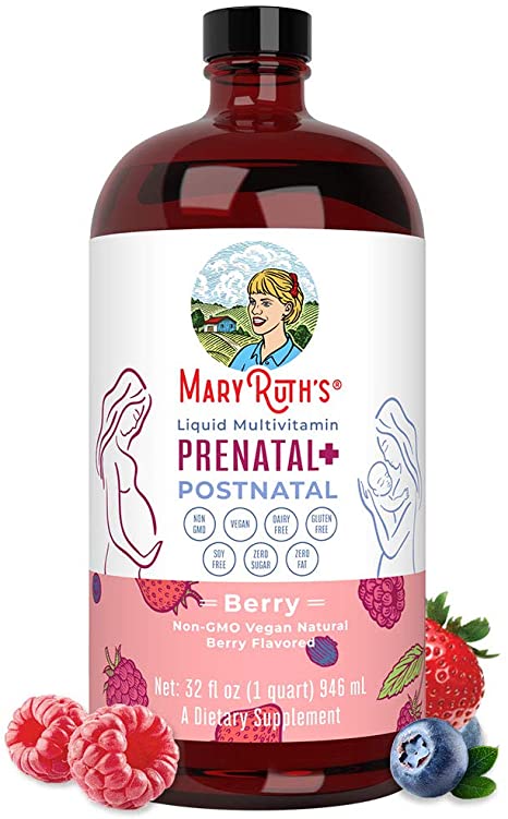 Prenatal   Postnatal Liquid Multivitamin by MaryRuth’s | Non-GMO Vegan | No Sugar | Easy-to-Take Liquid Vitamin & Mineral Complex | Formulated for Pre-Conception, Pregnancy & Nursing 32oz