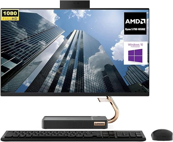 Lenovo Ideacentre A540 All-in-One, 23.8" FHD Desktop, AMD Ryzen 5 Pro 4650GE, 16GB RAM 512GB PCIe SSD, Webcam, Wi-Fi, Wireless Keyboard & Mouse, Windows 10 Pro, Black