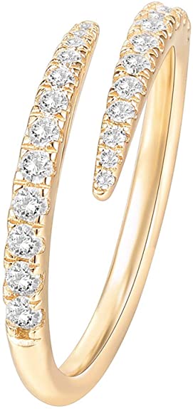 PAVOI 14K Gold Plated Sterling Silver Cubic Zirconia Open Twist Eternity Band for Women