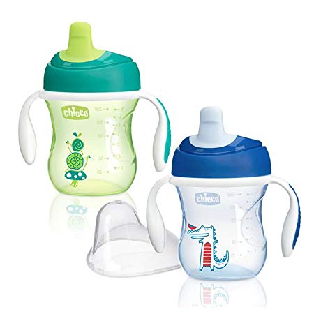 Chicco Semi-soft First Spout Trainer Sippy Cup 7oz 6m  (2pk) - Blue/Green