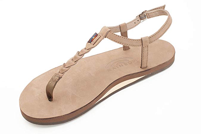 Rainbow Sandals Women's Single Layer Premier Leather T-Street Dark Brown, Medium / 6.5-7.5 B(M) US