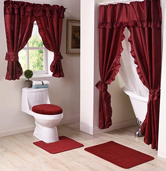 Madison Starlite Deluxe Swag Shower Ruby Bathroom Window Curtain