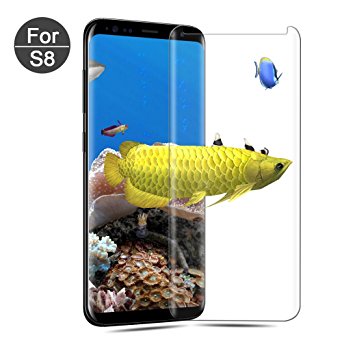 Galaxy S8 Screen Protector, Vanzon [1 Pack] Samsung Galaxy S8 Tempered Glass 3D Screen Protector, 9H Hardness, Bubble Free, Anti-Fingerprint HD Screen Protector Film