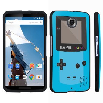 DuroCase ® Motorola Google Nexus 6 Hard Case Black - (Gameboy Blue)