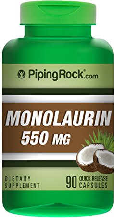 Piping Rock Monolaurin Derived from Coconut 550 mg 90 Quick Release Capsules Dietary Supplement
