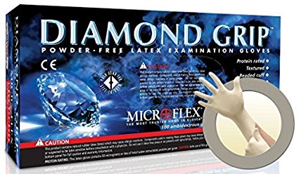 Microflex MF-300-L DIAMOND GRIP POWDER-FREE LATEX EXAM GLOVES, LG [case of 1000]