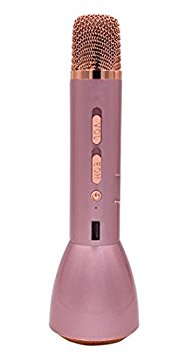 Bluetooth Karaoke Mic with Echo Reverberation | 3 in 1 Noise Filtering Wireless Singing Microphone, Portable Speaker and Powerbank | Compatible with iPhone, iPad, Android, Laptops & More (Pink)