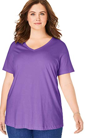 Woman Within Women's Plus Size Perfect V-Neck Tee