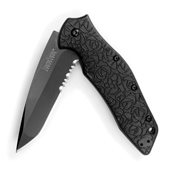 Kershaw 1835TBLKST Kuro Tanto Folding Knife with SpeedSafe (2-Step Serration)