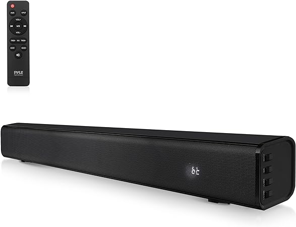 Pyle Home Theater Soundbar Speaker - Wave Base Streaming Tabletop Stand Mount TV Digital System with AUX/Digital Optical Audio Connector Jacks/USB Port, HDMI /ARC, Full Sound Reproduction