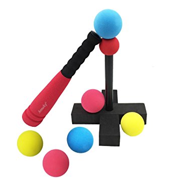 Aoneky Foam Tball Set for Toddler - Carry Bag Included - Best Baseball T Ball Toys for Kids Age 1 - 3 Years Old