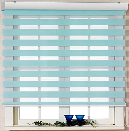Foiresoft Custom Cut to Size, [Winsharp Basic, Mint, W 23 x H 47 inch] Zebra Roller Blinds, Dual Layer Shades, Sheer or Privacy Light Control, Day and Night Window Drapes, 20 to 110 inch Wide