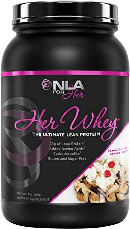 NLA for Her- Her Whey Peanut Butter Banana Split- Women's Lean Whey Isolate Protein- 28g of Protein, Added Amino acids for Recovery, Builds Muscle, Helps Curb Appetite- 2 lb tub