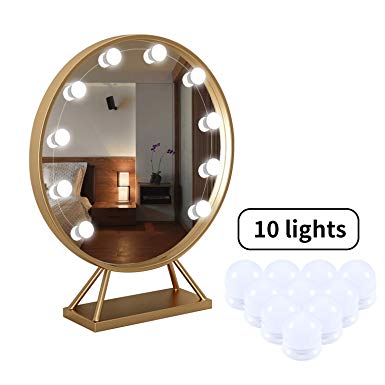 LED Make Up Lights for Mirror, ZOYJITU Hollywood LED Vanity Mirror Lights, 3 Colors & 10 Adjustable Brightness, USB Mirror Lights with 10 Light Bulbs for Make Up Mirror, Dressing Table (NO MIRROR)