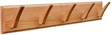 Wall Mounted Coat Rack - Wood Hook Rack for Coat Clothes Hats and Towels - Wooden Peg Rack for Use in Bedrooms Bathrooms and Hallways - Peg Coat Hook Rack for Wall or Door Mounting - Matt Lacquer