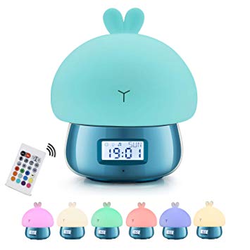 TekHome Alarm Clock for Boys, Alarm Clocks Battery Powered for Children, Digital Loud Bedside Alarm Clock with Temperature for Heavy Sleepers, Teach Kids When to Get Up, 11 Sounds, 7 Colors, Blue.