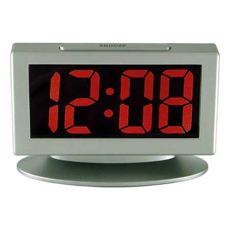 Advance Time Technology 1.8" LED Alarm Clock With Red Display, Gray