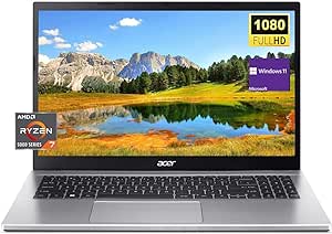 Acer Aspire 3 15.6" FHD Display, AMD Ryzen 7 5700U Octa-Core Processor, 32GB RAM, 1TB SSD, Wi-Fi 6, Bluetooth 5.1, HDMI, Webcam, Windows 11 Home, Silver