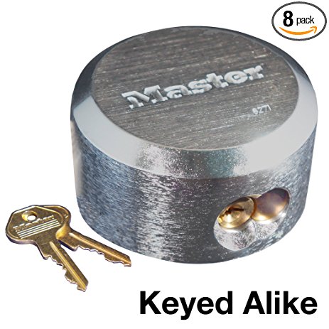 Master Lock 6271KA 8 Pack 2-7/8in. ProSeries Reinforced Hidden Shackle Rekeyable Pin Tumbler Keyed Alike Padlock, Chrome