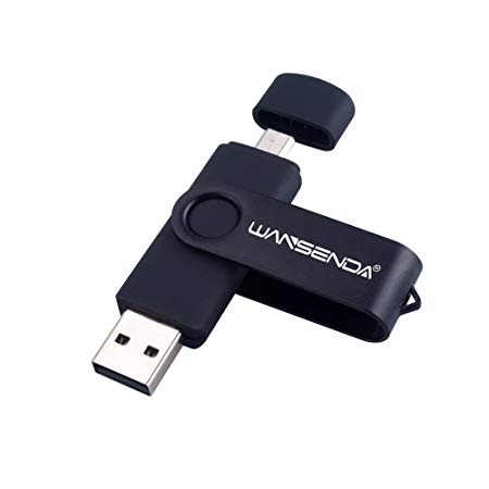Wansenda OTG USB Flash Drive 16GB 32GB 64GB 128GB USB 2.0 For Android Devices/PC/Tablet/Mac (32GB, black)