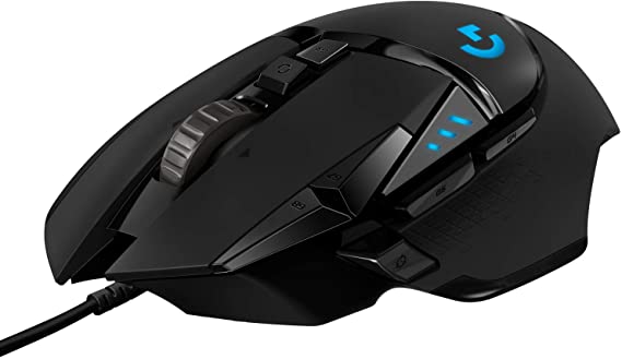 Logitech G502 Hero High Performance Wired Gaming Mouse, Hero 16K Sensor, 16,000 DPI, RGB, Adjustable Weights, 11 Programmable Buttons, On-Board Memory, PC / Mac - Black