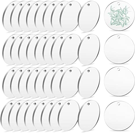 Kuqqi 50 PCS 2 Inch Acrylic Keychain Blanks, Round Acrylic Clear Keychain Blanks, Clear Keychains Transparent Circle Discs, 0.11 Inch Thick Acrylic Discs for DIY Projects and Crafts