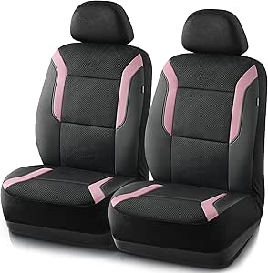 Skechers Memory Foam™ Car Seat Covers, Air Cool Mesh Thick Seat Covers, Two Front Seat Cover, Airbag Compatible, Automotive Comfort & Protection for Most Cars, Vans,Trucks, SUVs(Pink,Two Front)