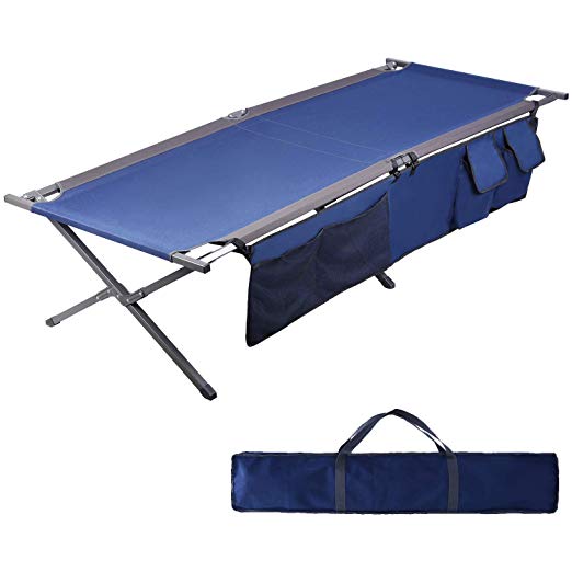 PORTAL Folding Portable Camping Cot 83" XL Pack-Away Tent Sleeping Cot Bed with Side Pockets, Carry Bag and Side Pockets Included