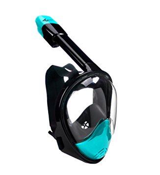 Canwryn 2017 Model Full Face Snorkel Mask - 180 Panoramic View - Anti-Fog & Tubeless No Gag Design - Extra Long Snorkel - For Beginners & Experts