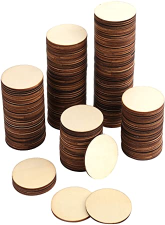 Foraineam 200 Pieces Wood Craft Circle Cutouts 2 Inch Round Natural Wooden Disc Circles Unfinished Slices for Craft Supplies, Decoration, Painting, Writing, Engraving and Carving