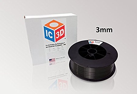 IC3D Black 3mm ABS 3D Printer Filament - 5lb Spool - Dimensional Accuracy  /- 0.05mm - Professional Grade 3D Printing Filament - MADE IN USA
