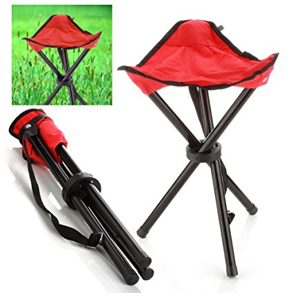 Camping Folding Stool - Portable 3 Legs Chair Tripod Seat For Outdoor Hiking Fishing Picnic Travel Beach BBQ Garden Lawn with Strap Oxford Cloth Small Size