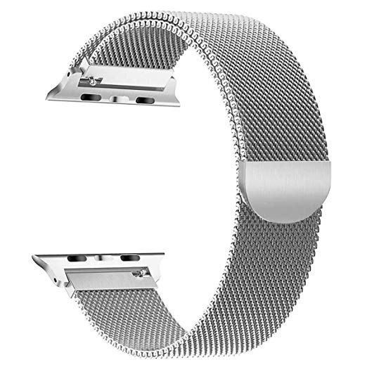 AGUARA Compatible with Apple Watch Band 38mm 40mm, Mesh Loop Stainless Steel Strap with Magnetic Closure & Classic Buckle Replacement for iWatch Band Series 4/3/2/1 Sport and Edition