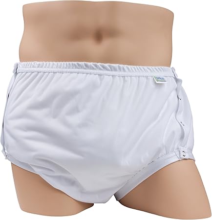 LeakMaster Adult Snap-On PUL Waterproof Pants - Soft, Quiet, Breathable, Durable Adult Plastic Pants. Generous Cut/Fit for Use with Cloth Diapers - White, X-Small Best Fits 26-30 Inch Waists